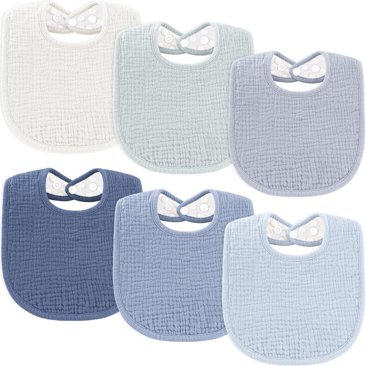 Slabbetje baby mousseline halsdoek baby zachte verstelbare vierkante slabbetjes 6 stuks voor unisex meisjes en jongens (blauw)