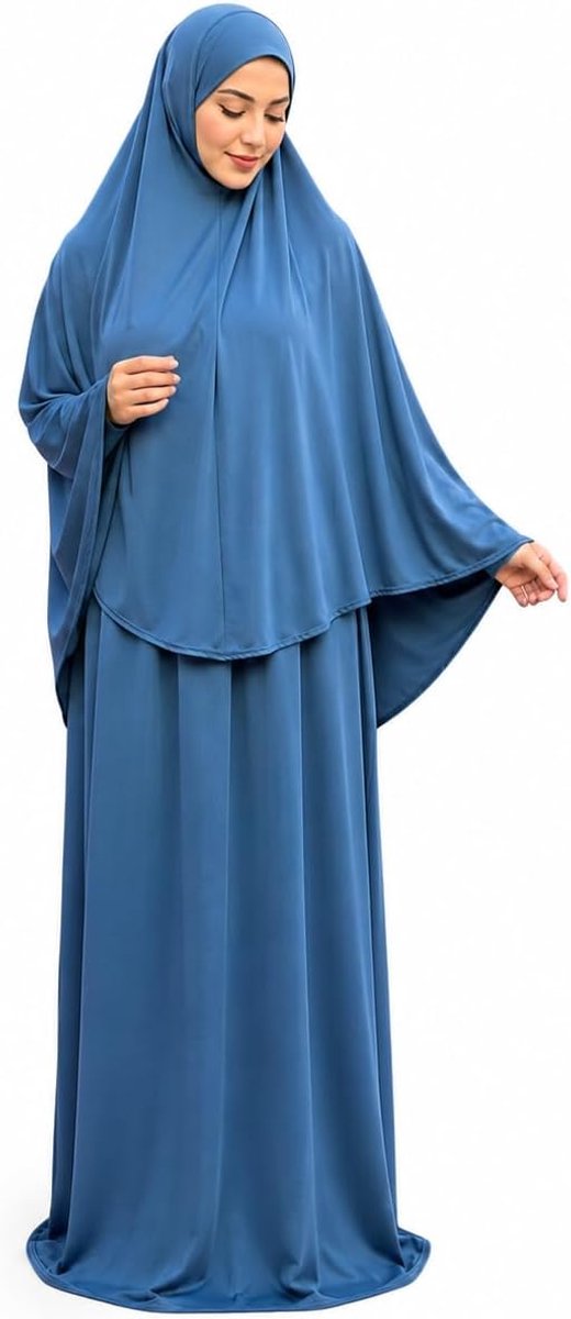 Tweedelig (Khimar + rok), één maat trek op hoofddoek rekbaar lycra ideaal voor elke dag/thuis/werk/reizen/Hajj/Umrah/Moskee/Madrassa/Ramadan/Eid/Gift