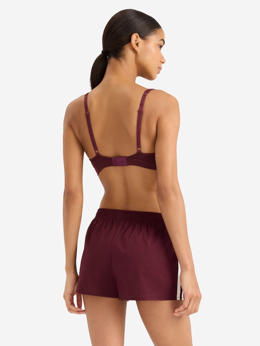 Adidas Bralette Sport Active Essentials Cotton 3 Stripes bordeaux