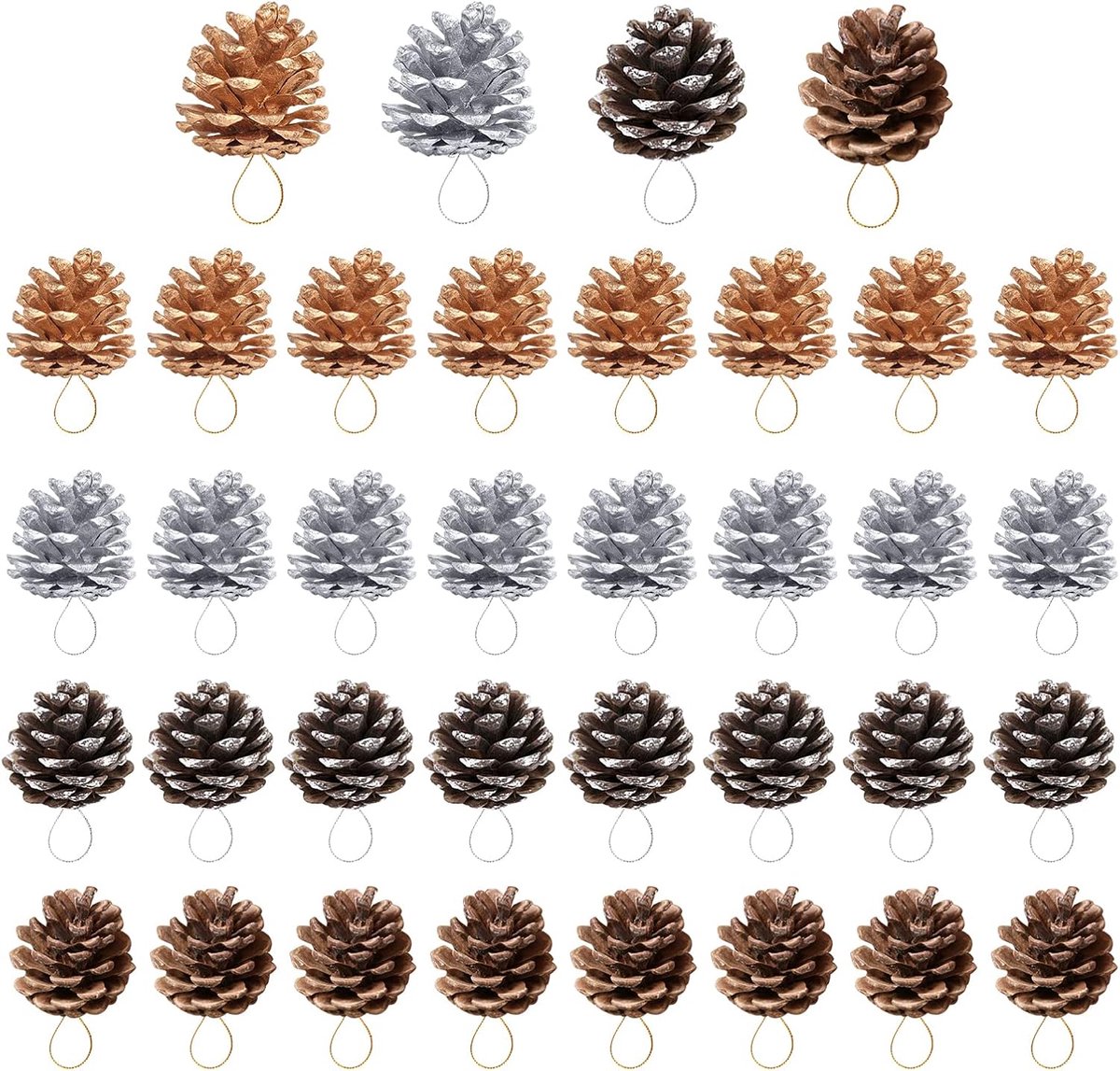 36 stuks Kerst dennenappels natuurlijke mini dennenappels kerst sneeuw dennenappels ornamenten voor huisdecoratie, herfst en kerst ambachten (4 kleuren)