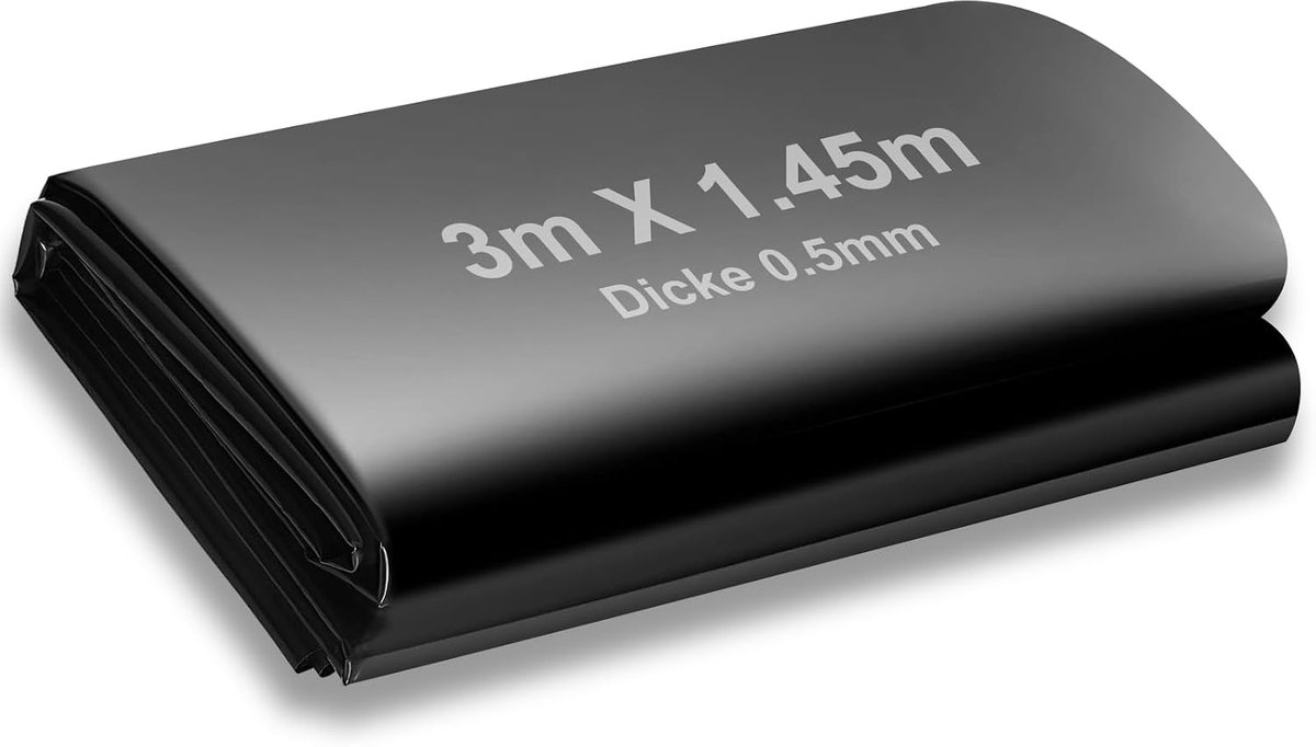 Vijverfolie, vijverfolie 3mx1,45m, zwarte HDPE vijverfolien voor zware belasting, voor bloemen, tuinders, kassen, vijvers, waterselectie, UV-stabiel