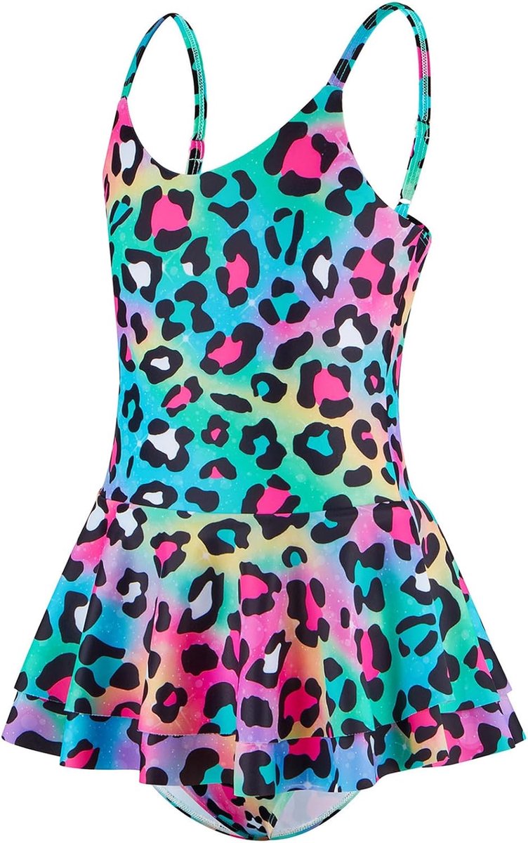Badpak voor meisjes, kinderen, 2-delig, bikini, uv-bescherming, bloemenprint, ruches, strand, zwembad, zwemmen, zomer, vakantie, snel, A101