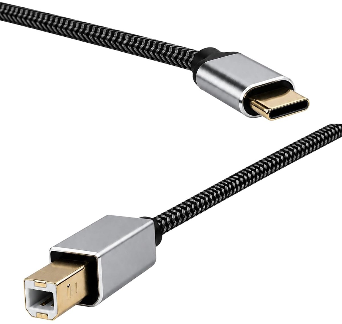 B naar USB C-kabel, 2 m, printerkabel, USB C voor printers, scanners, MIDI-apparaten, stabiele gegevensoverdracht, USB C naar USB B, compatibel met laptop, tablet en audio-apparatuur