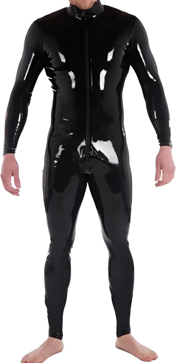 Catsuit met Rits aan de Voorkant in Het,Latex Rubber Klassieke Pak voor Mannen Bodysuit Handgemaakte Kostuums