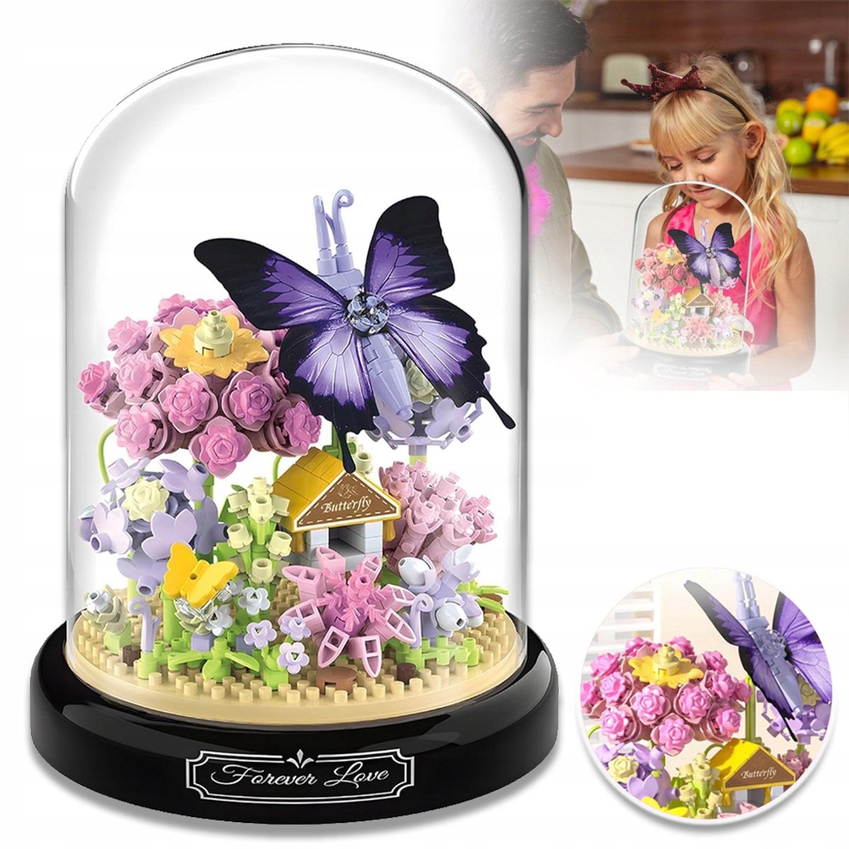 Vlindertuin Bouwpakket Met Beschermhoes – Realistische Bloemen En Huisje – Geen Scherpe Randen En Veilig ABS – Creatief Cadeau Voor Alle Leeftijden