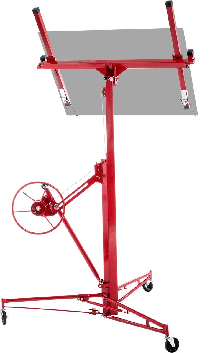 REDOM - Platenlift - 68 kg draagvermogen - Inklapbaar - 60° kantelbaar - 3 zwenkwielen met remmen - Staal - Rood - 140-350 cm