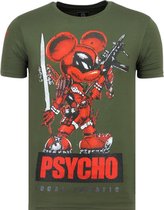 Local Fanatic Psycho Mouse - Party T shirt Men - 6321G - Green Psycho Mouse - Nice T shirt Men - 6321W - White Men T-shirt Size M