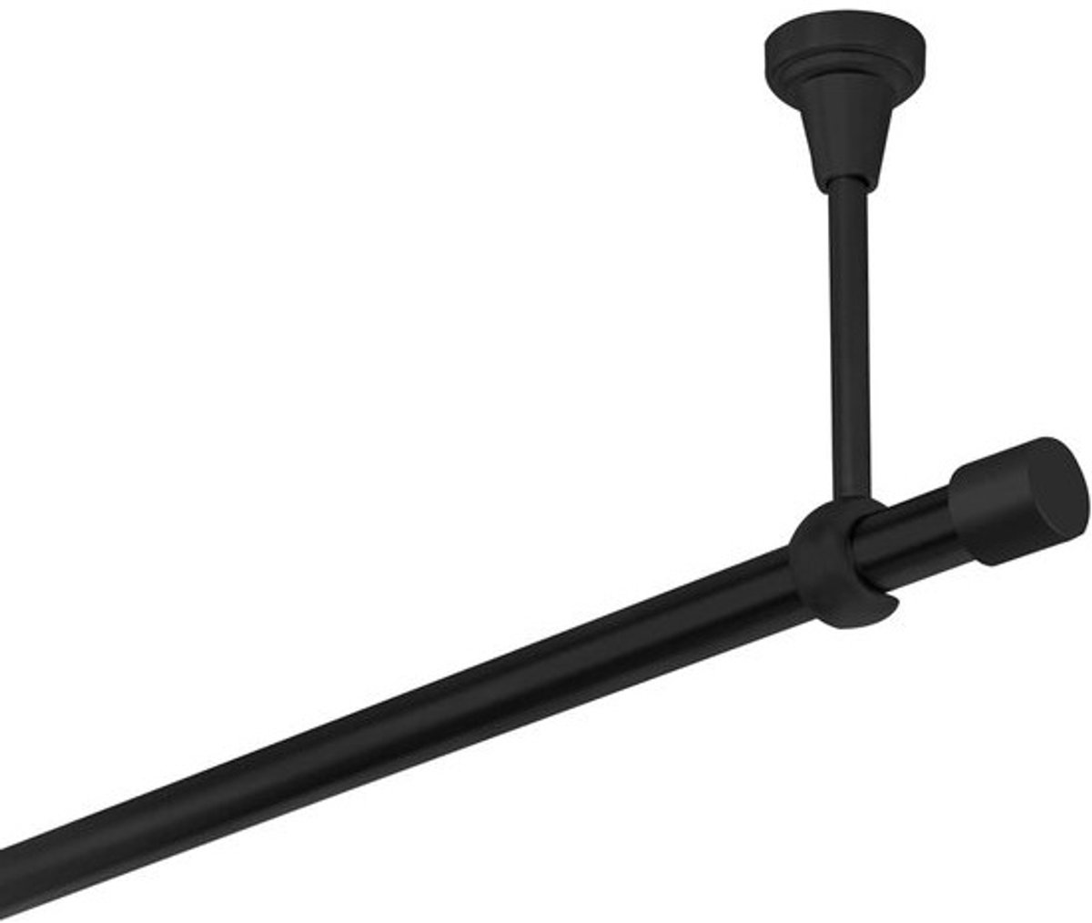 Zwarte metalen gordijnroede - 120 cm, plafondbevestiging, 19 mm