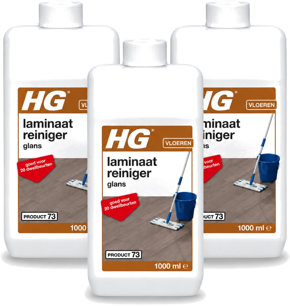 3 x HG - Laminaat, Vinyl & PVC Reiniger Glans - Concentraat - Frisse Geur - 20 Dweilbeurten - 1L - Voordeelverpakking - 3 stuks