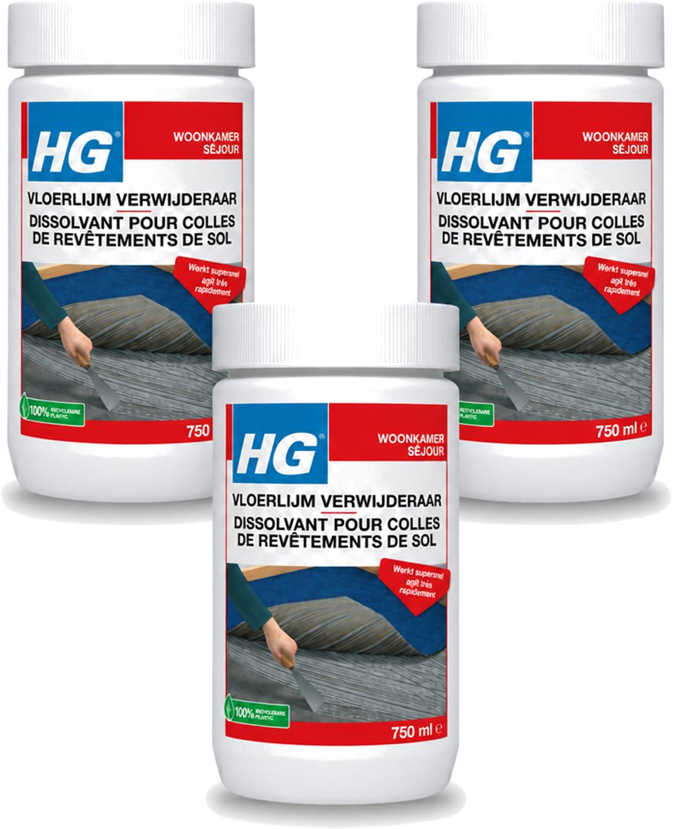 3 x HG - Vloerlijmverwijderaar - 750 ml - Voordeelverpakking - 3 stuks