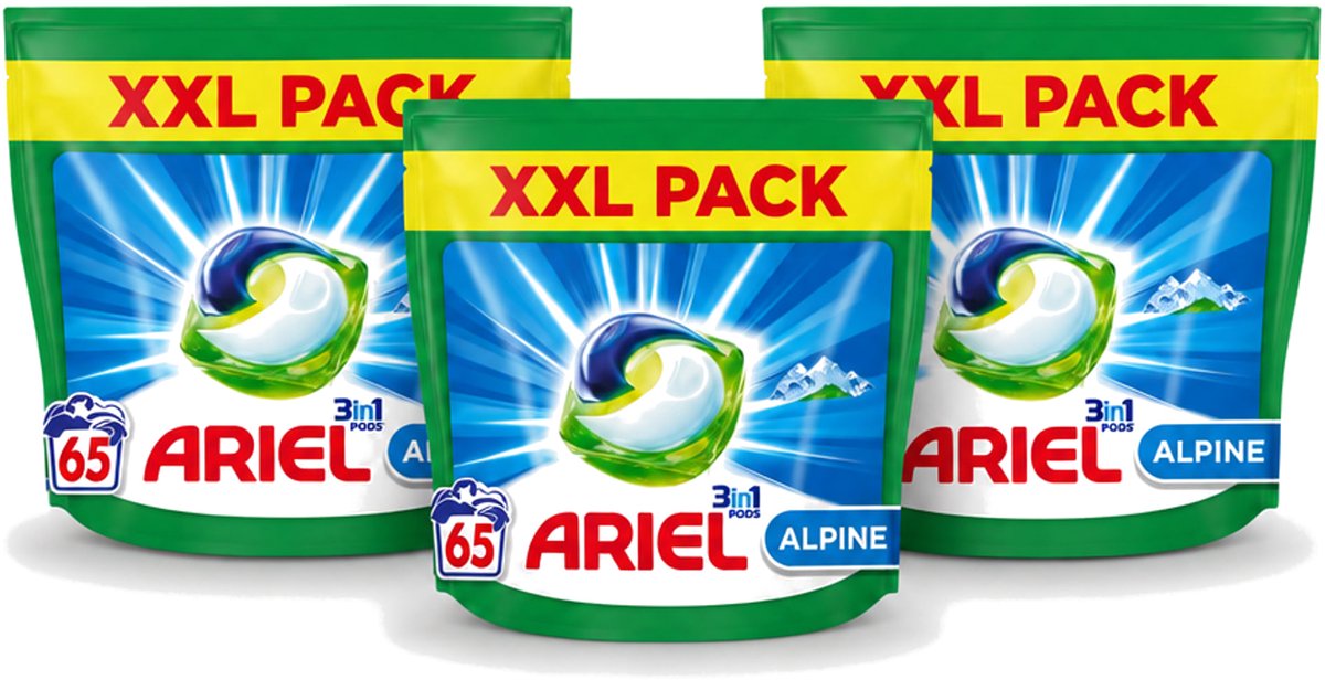 3 x Ariel – Pods 3in1 – Alpine – 1319 g – 65 wasbeurten - Voordeelverpakking - 3 stuks