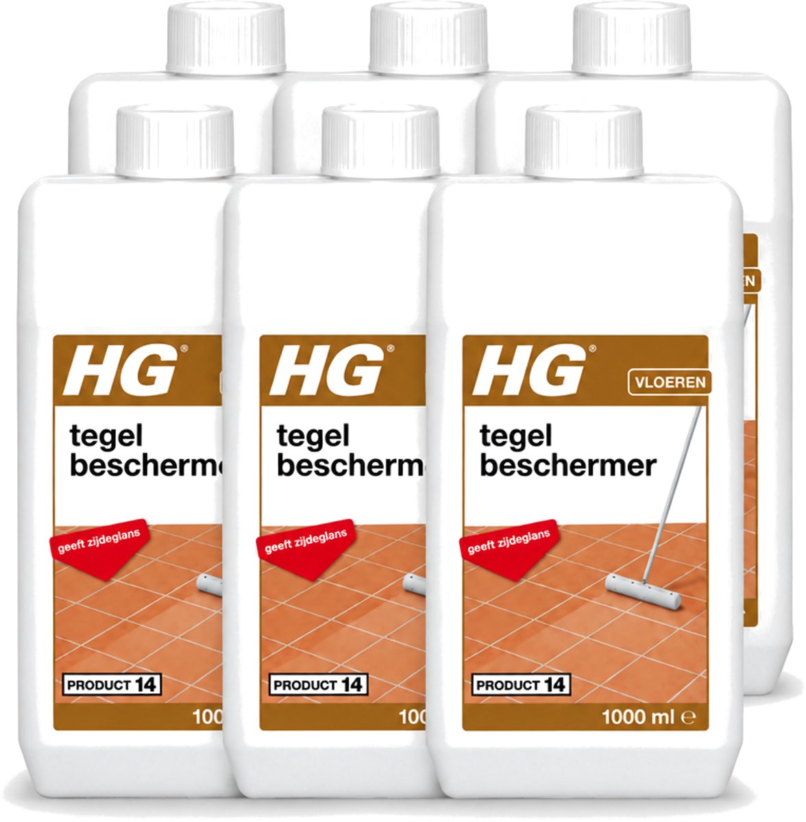 6 x HG - Vloeren - Tegelbeschermer - Geeft Zijdeglans - 1L - Voordeelverpakking - 6 stuks