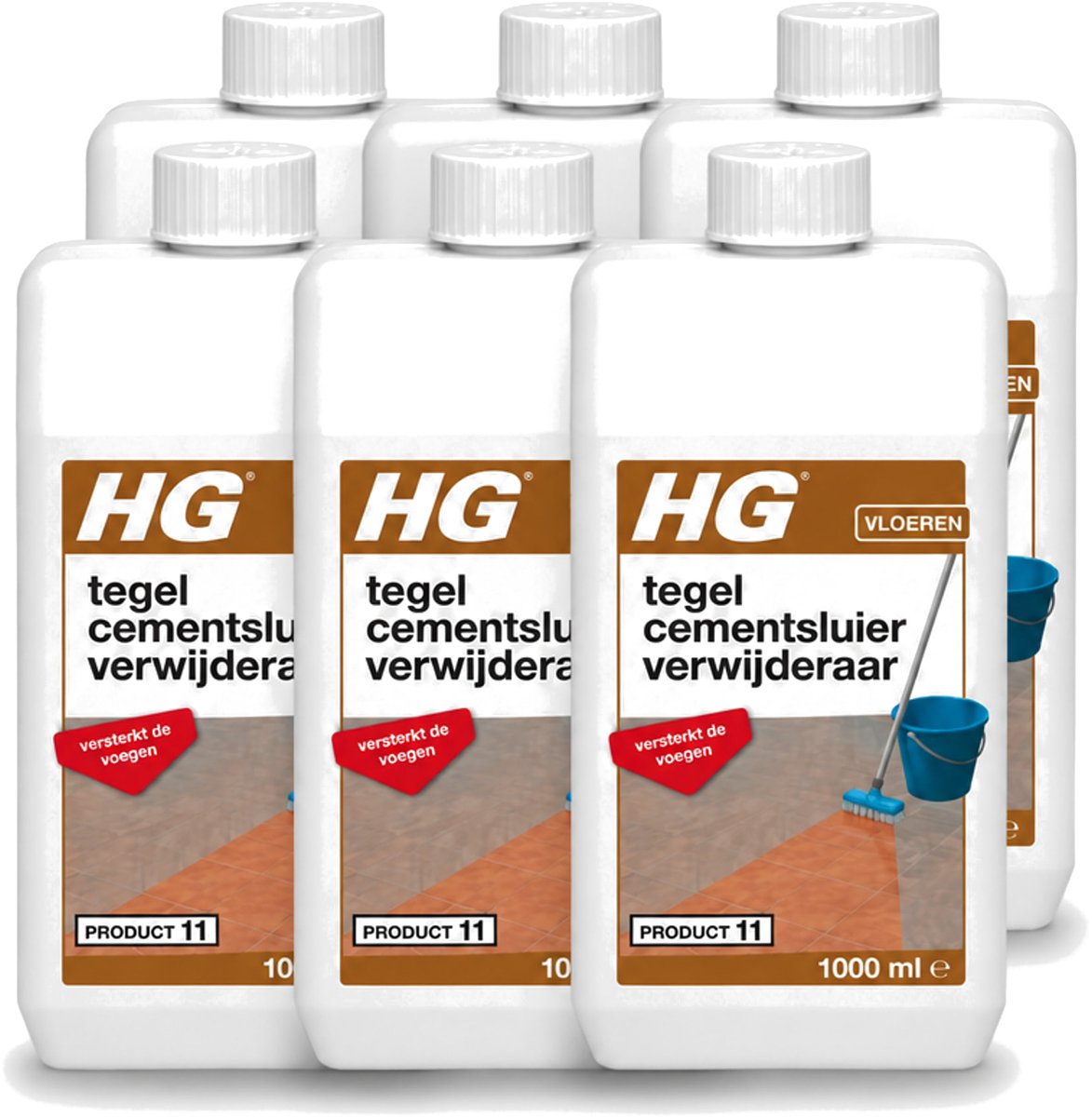6 x HG - Vloeren - Tegel Cementsluierverwijderaar - Versterkt De Voegen - 1L - Voordeelverpakking - 6 stuks