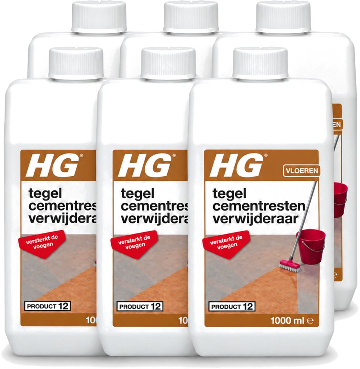 6 x HG - Vloeren - Tegel Cementrestenverwijderaar - Versterkt De Voegen - 1L - Voordeelverpakking - 6 stuks