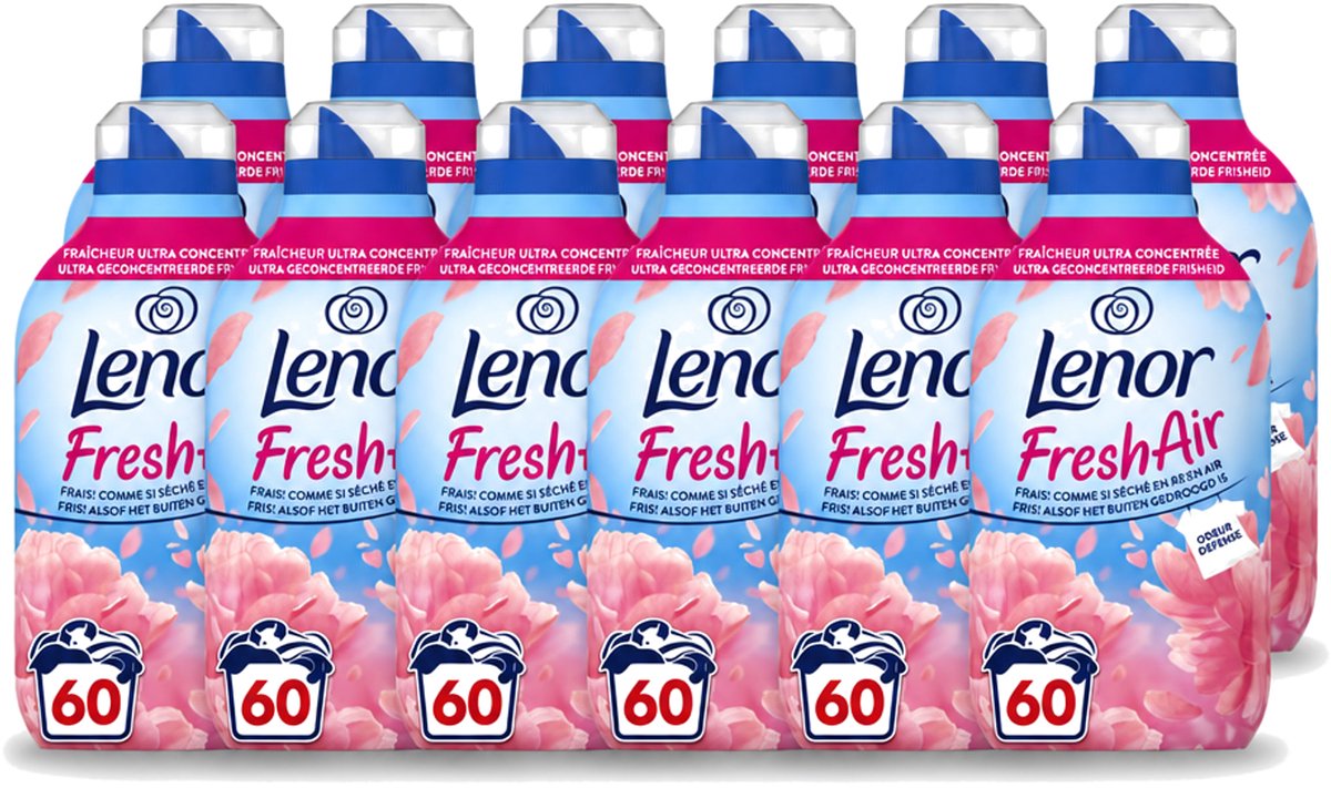 12 x Lenor – Wasverzachter – Bloesem – 60 Wasbeurten – 840 ml - Voordeelverpakking - 12 stuks