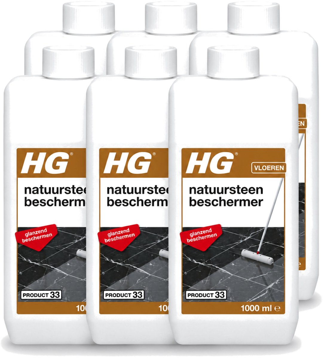 6 x HG - Natuursteen Beschermer - Glanzend Beschermen - Eenvoudig in Gebruik - 1L - Voordeelverpakking - 6 stuks