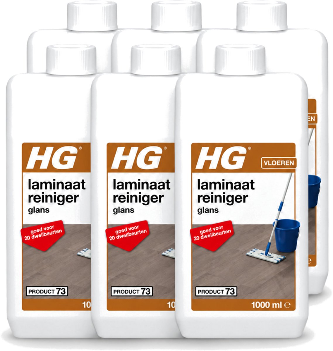 6 x HG - Laminaat, Vinyl & PVC Reiniger Glans - Concentraat - Frisse Geur - 20 Dweilbeurten - 1L - Voordeelverpakking - 6 stuks