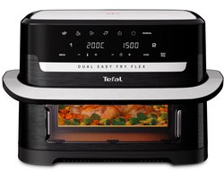Tefal Dual Easy Fry Flex EY9228 - Dubbele Airfryer 9L - FlexCook - 1 of 2 Kookzones - 7 Programma's - Zwart - Voor 8 Personen