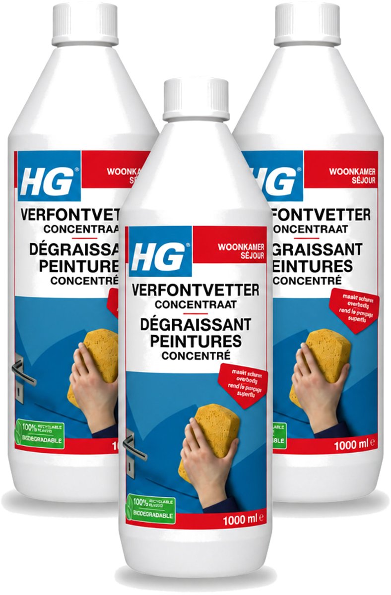 3 x HG - Verf Ontvetter Concentraat - Krachtige Ontvetter - 1L - Bulkverpakking - 3 stuks