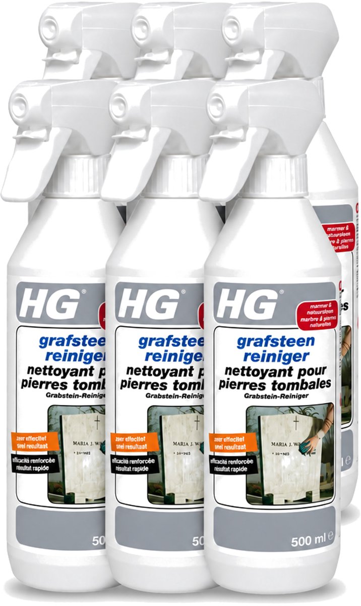 6 x HG - Grafsteenreiniger - Beschermt & Reinigt - 500 ml - Voordeelverpakking - 6 stuks