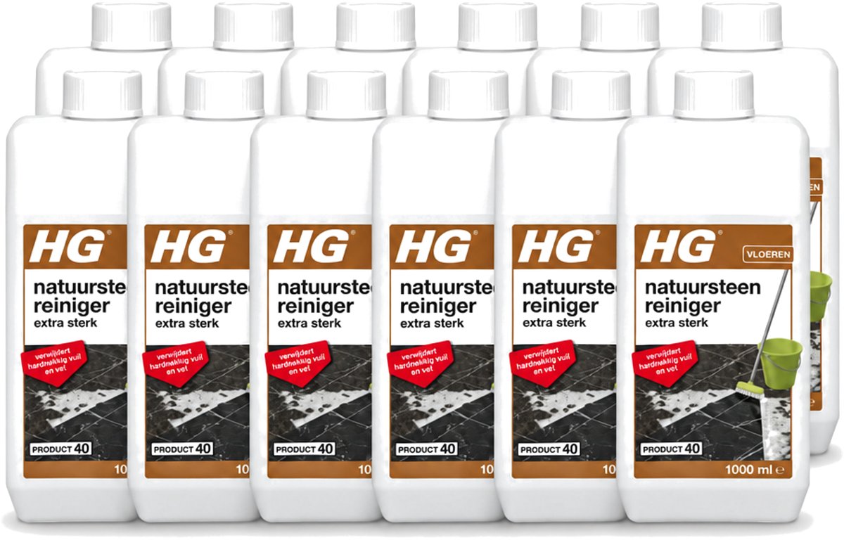 12 x HG - Natuursteenreiniger - Extra Sterk - Verwijdert Hardnekkig Vuil & Vet - 1L - Voordeelverpakking - 12 stuks