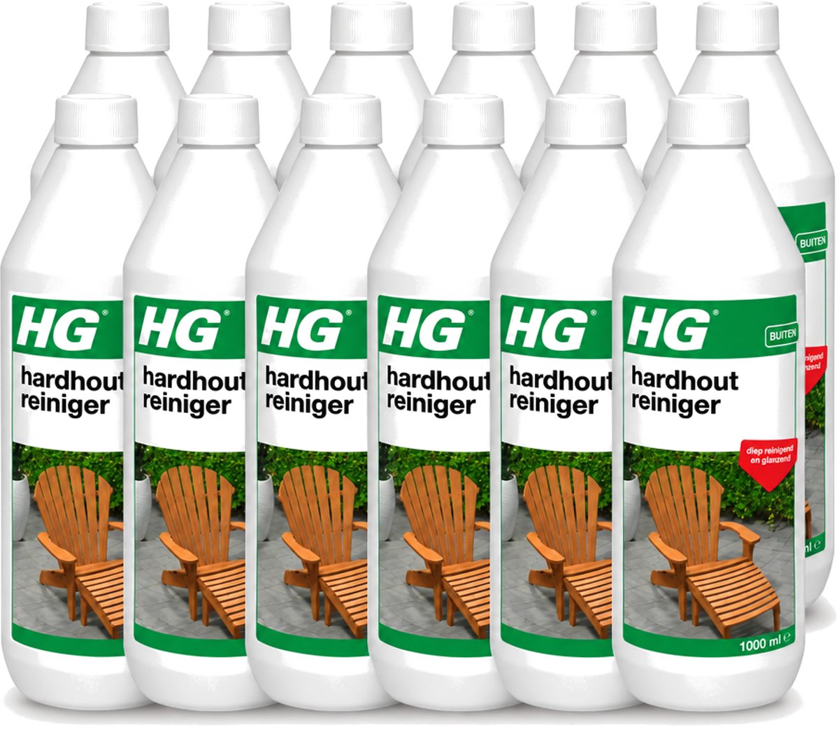 12 x HG - Buiten - Hardhout Reiniger - Diep Reinigend - 1L - Voordeelverpakking - 12 stuks