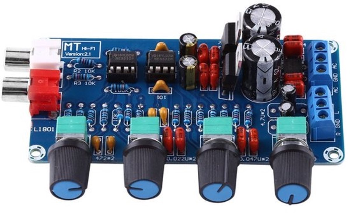 Voorversterkerboard met volumeregeling en toonregeling AC 12-18V