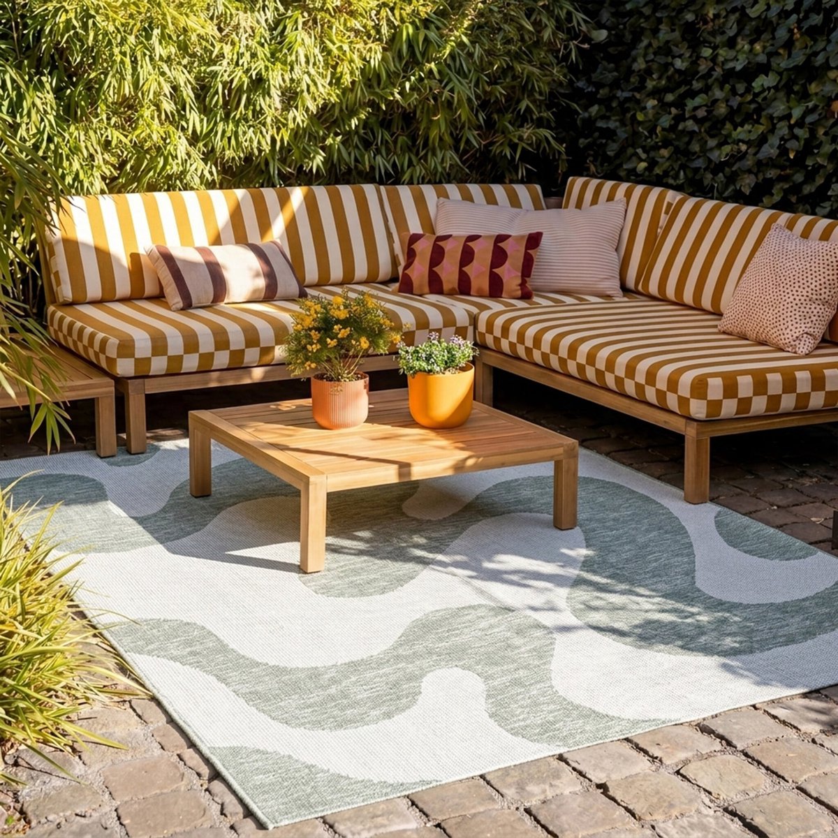 FRAAI Buitenkleed - Summer Swirl Groen - 80x150cm