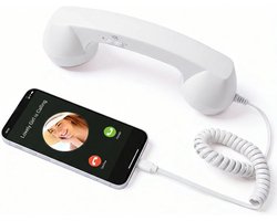 Retro Telefoonhoorn - Geschikt voor iPhone & Android - USB-C Bedrade Telefoonhoorn met Microfoon - Vintage Handset voor Bellen, Videogesprekken, Vergaderingen & Online Conferenties - Wit