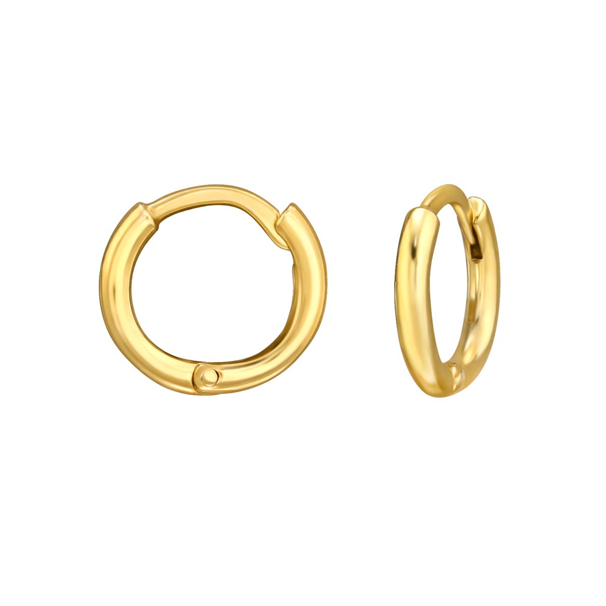 Joy|S - Zilveren oorbellen - 10 mm oorringen egaal - gold plated - klapscharnier sluiting - sterling zilver 925