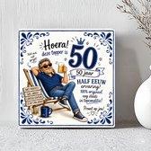 Tegel Abraham, Hoera deze topper is 50 jaar- feest- Abraham cadeautje- 50 jaar. tegeltje