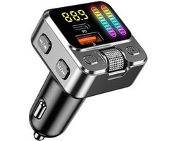 Bluetooth 5.3 FM Transmitter Auto - 42W PD Snellader - USB-C & AUX - Handsfree Bellen - LED Beat Sync - Geschikt voor 12V-24V Voertuigen - Bluetooth Muziekadapter