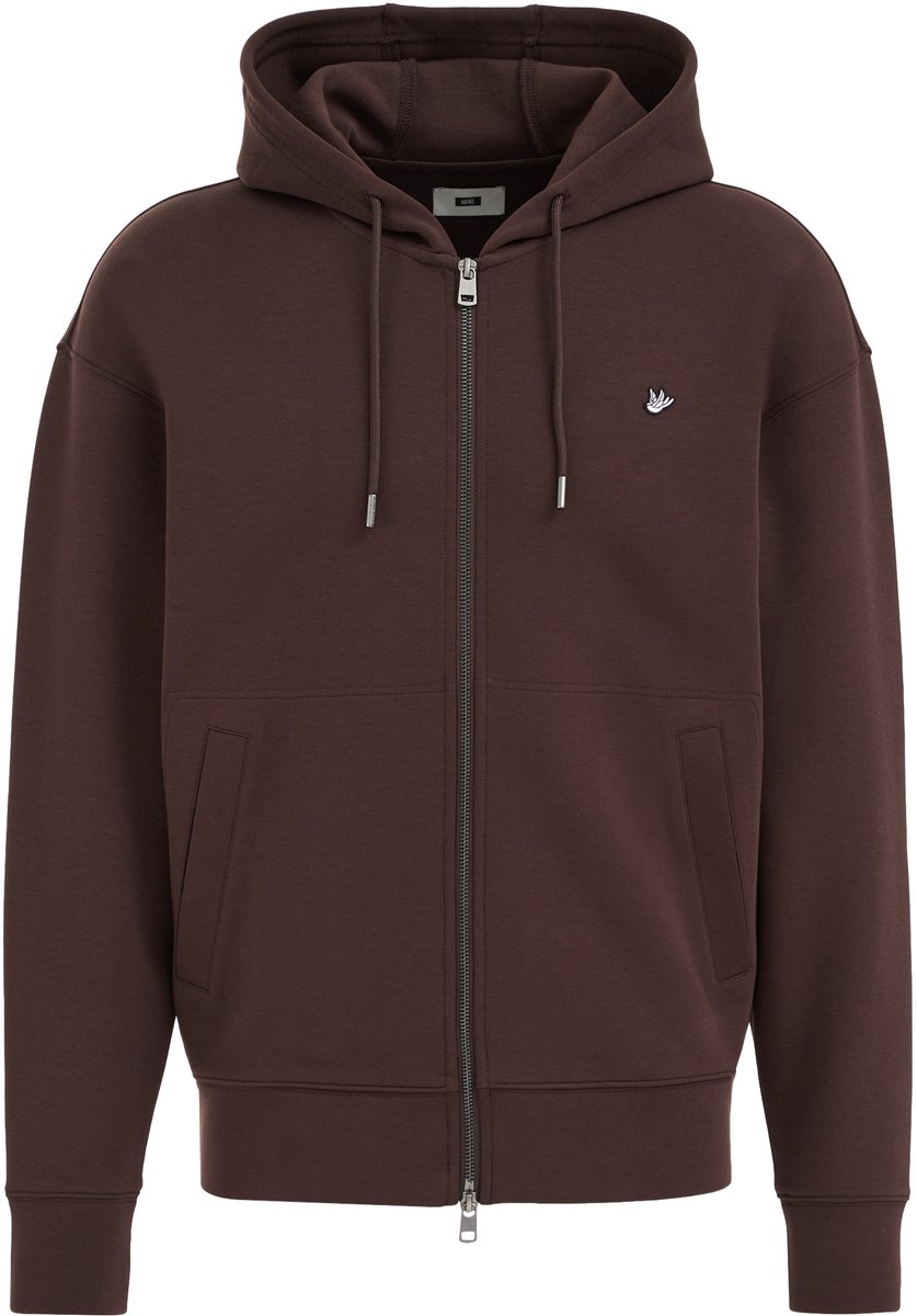 WE Fashion Heren boxy fit hoodie van interlock met embroidery