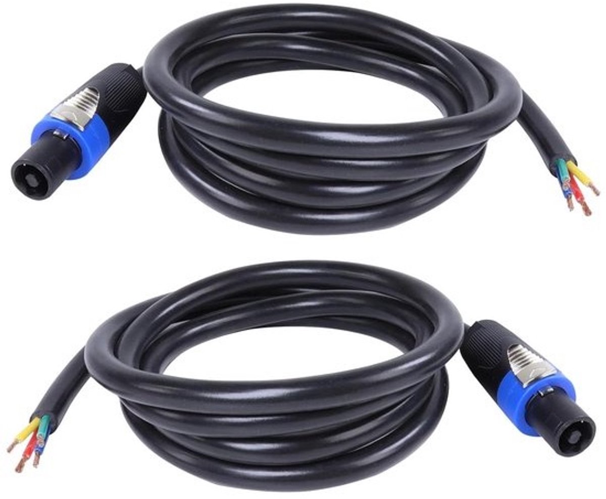Speakon-kabel - 4-aderig - Krachtige audio - Twist Lock-verbinding - 6 voet - Zwart