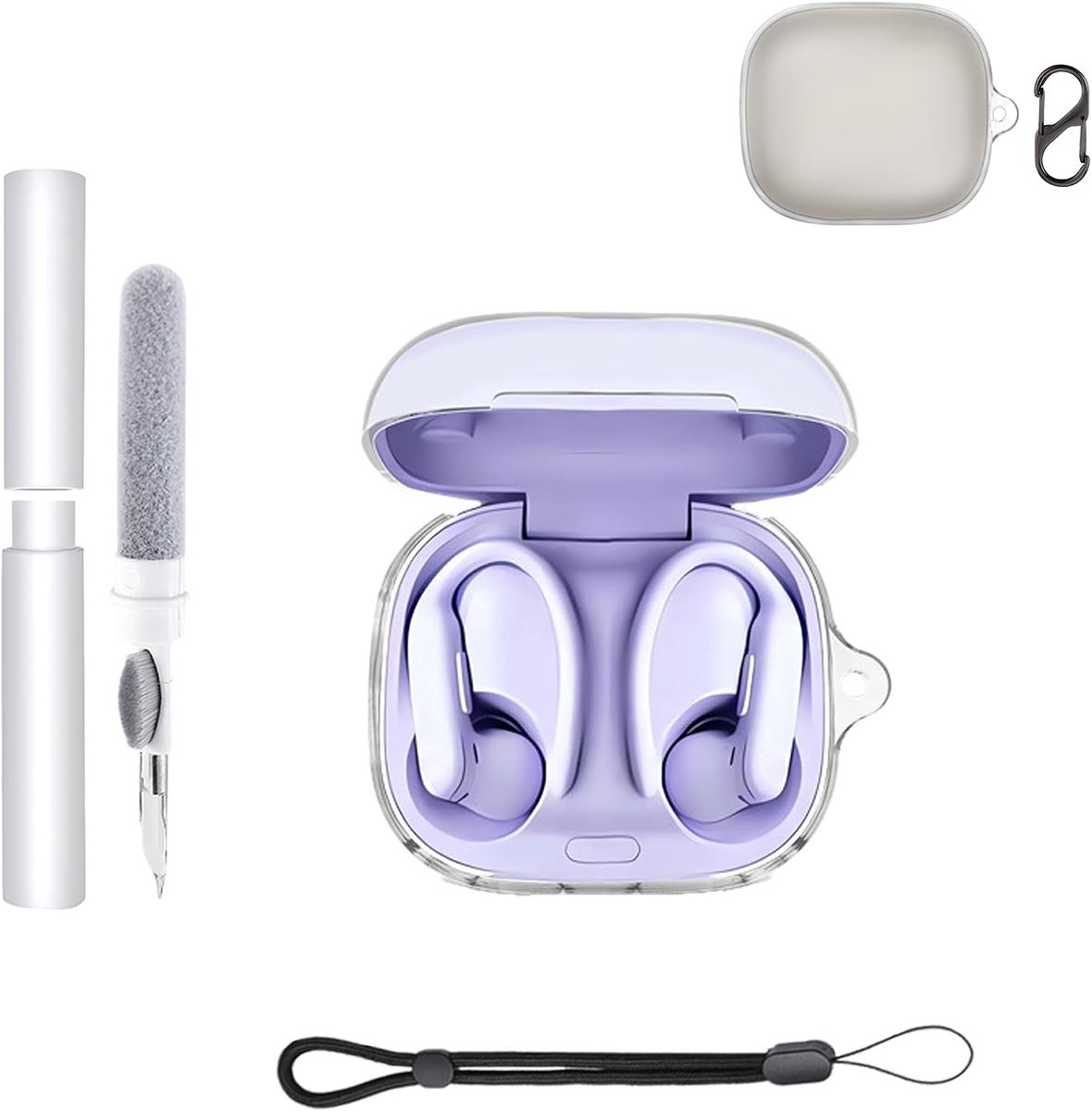 Beschermhoes voor Powerbeats Pro 2 draadloze Bluetooth-oordopjes, waterdicht, schok- en valbestendig, krasbestendig, wordt geleverd met reinigingspen ophangclip, transparant