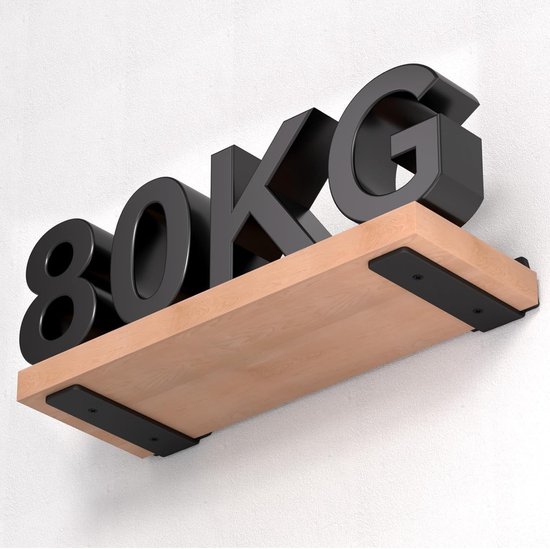 2 Stuks Zwevende Plankdragers, Wandgemonteerde Plankdragers 25cm, Zwart — afbeelding 2