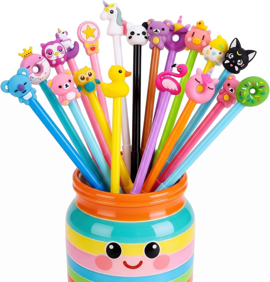 20 stuks cartoon gelpennen, schattige dierenbalpen, 0,5 mm, zwarte inkt, Kawaii gelpen, grappige pennen voor kinderverjaardag, gastgeschenken, cadeautjes, school en kantoor, schrijfwaren