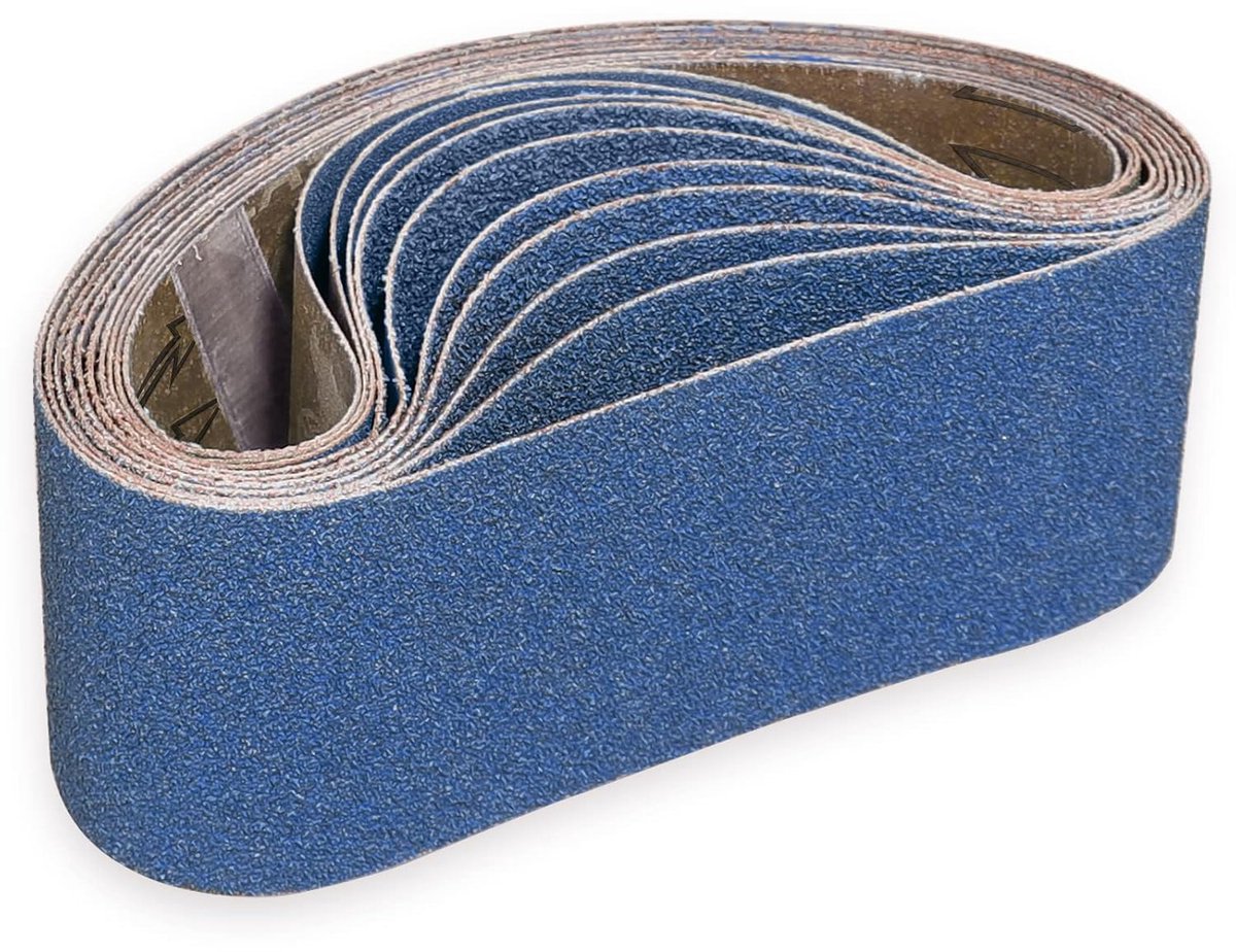 75 x 533 mm - 2 x korrel 40/60 & 3 x korrel 80/120 zirkonia korund schuurbanden set voor metaal droog en nat slijpen geschikt (10 stuks)