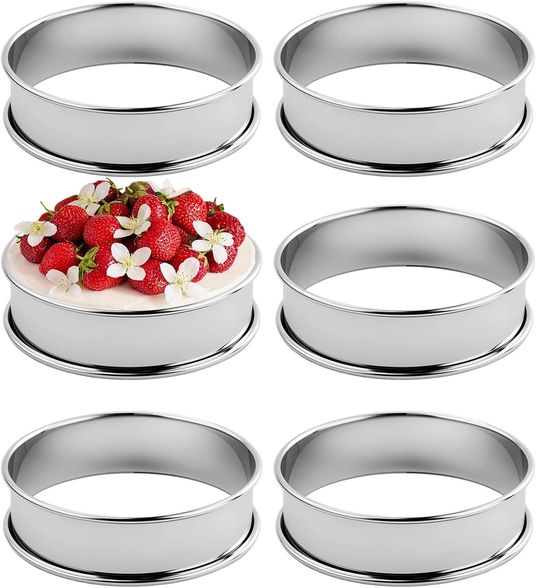 Cake ringen set van 6 - 8 x 2,5 cm - roestvrij staal - ideaal voor desserts - ShopVlot