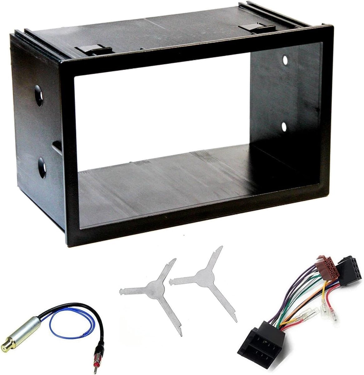 2 DIN radio paneel frame - zwart - inclusief antenne-adapter en ISO aansluiting - perfect voor VW modellen - ShopVlot
