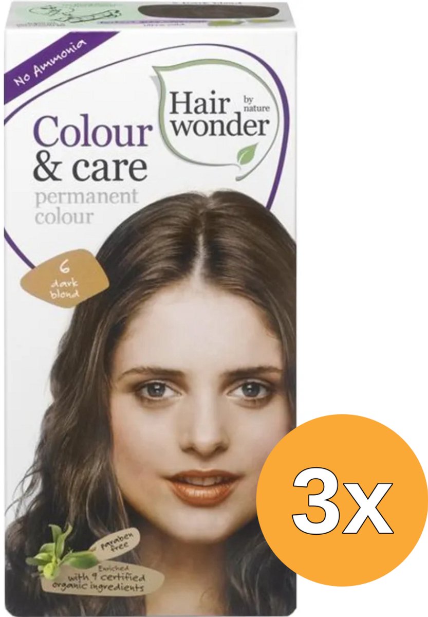 3x Hairwonder Colour & Care 6 Dark Blond (100 ml)
