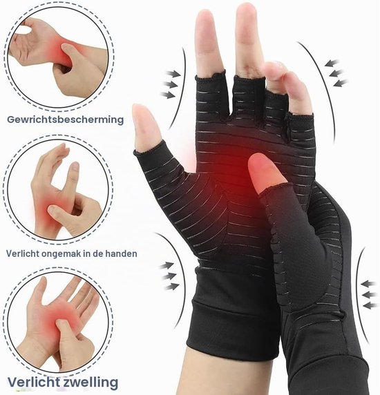 Compressiehandschoenen voor Artrose, Pijnverlichting en Dagelijkse Ondersteuning voor Mannen en Vrouwen, Maat M, Koper Geïnfuseerd, Gewrichtscomfort — afbeelding 3
