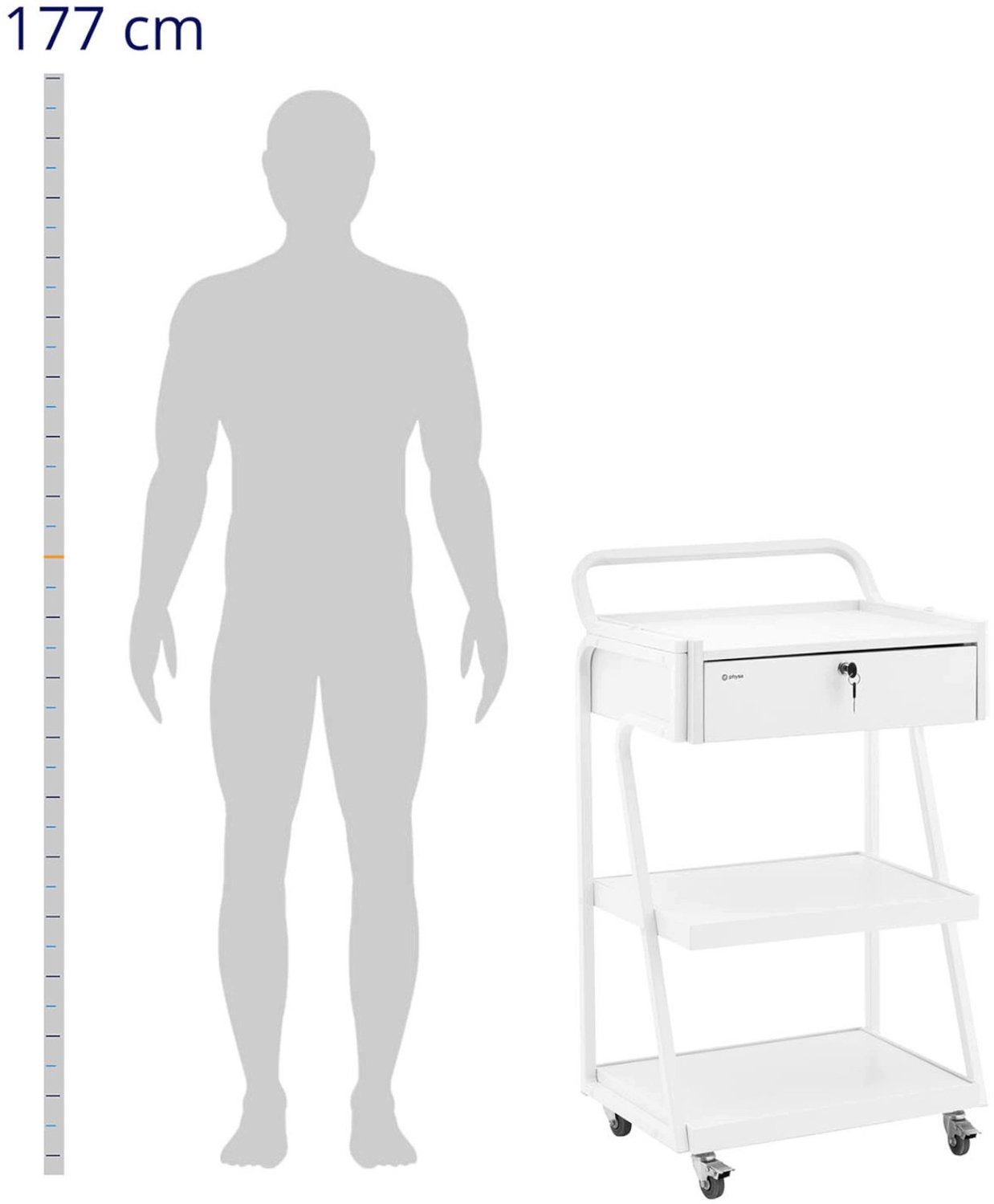 Cosmetica Trolley Kapper 1 Lade 3 Planken Wit 55x39x90cm