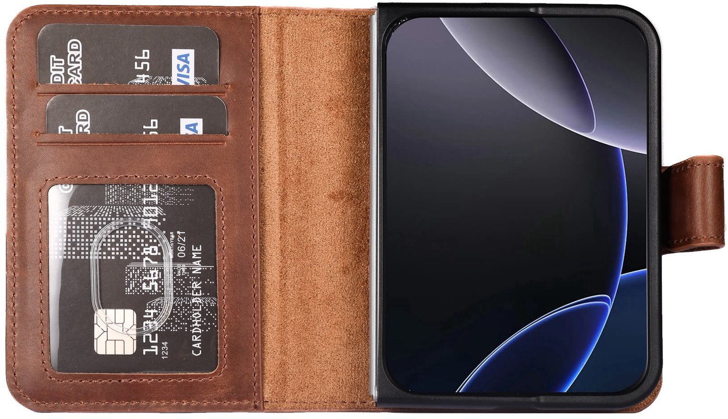 Lykke iPhone 18 Duo Hoesje - Echt Leren Wallet Case - MagSafe Compatibel - RFID Bescherming - Pasjeshouder - Uitneembare Backcover-Bruin