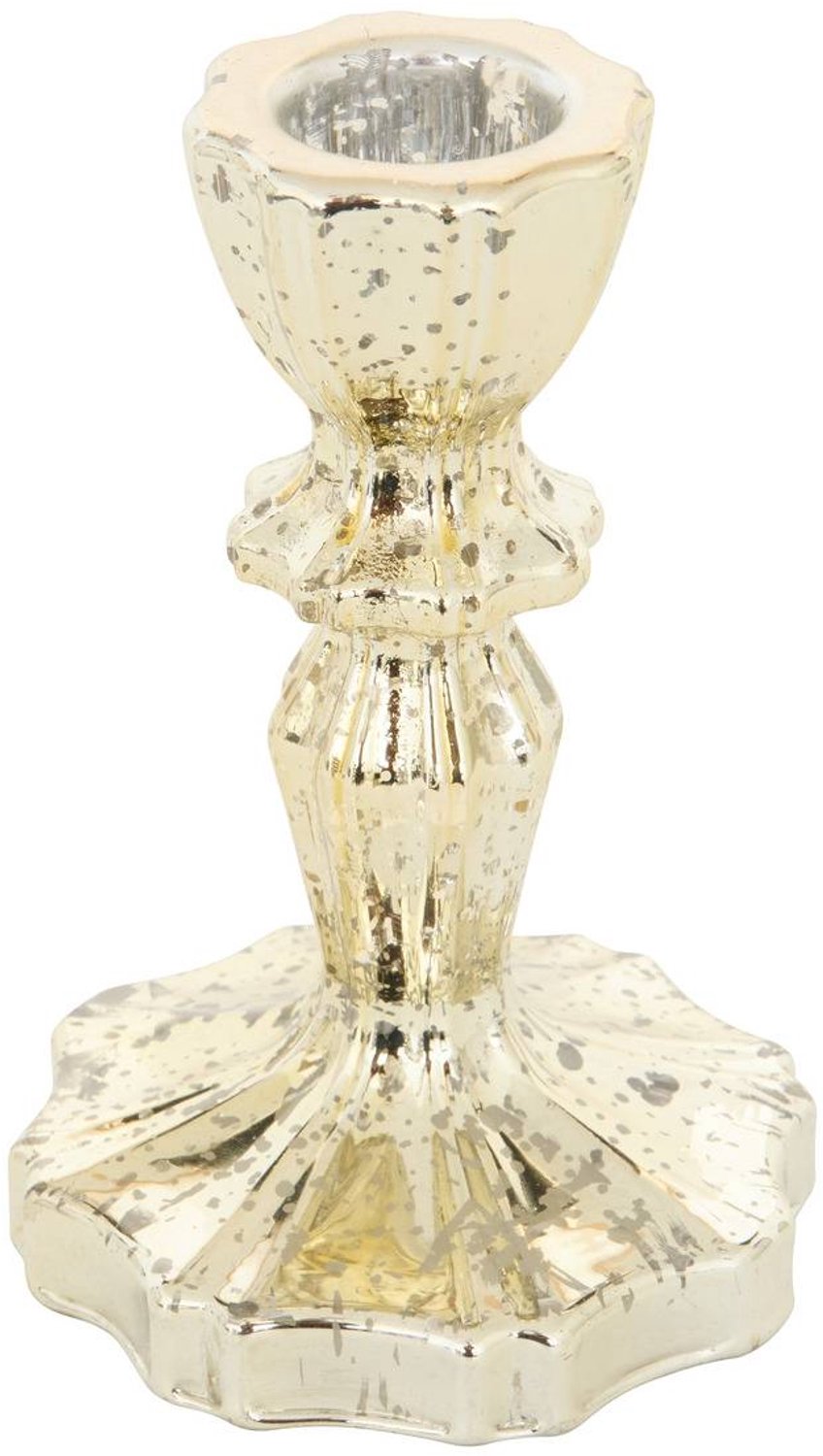 Kerstkaarsenhouder van verguld glas, hoogte 11 cm