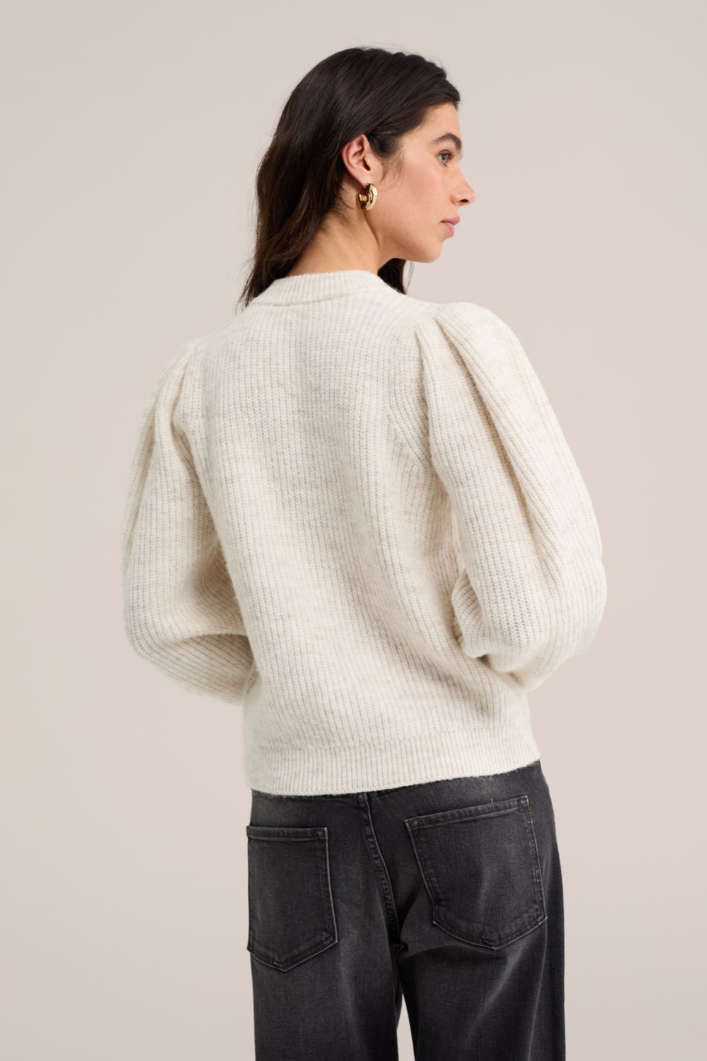 WE Fashion Dames trui met ballonmouwen van wolmix