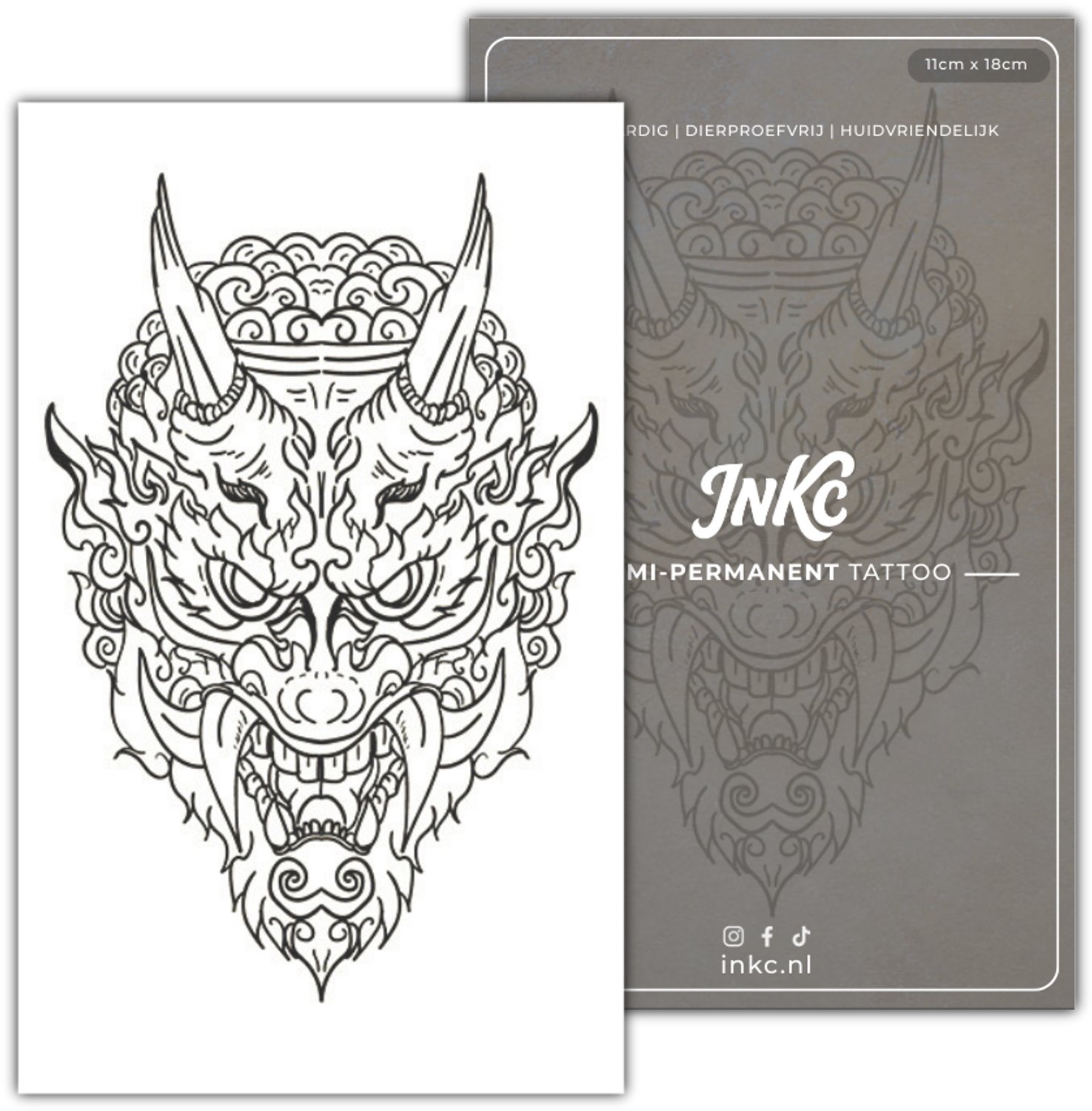 INKC - Tijdelijke Tattoo - Duivel Draak - Nep Tattoo - Plak Tattoos - Blijft tot 2 weken - 11 x 18cm