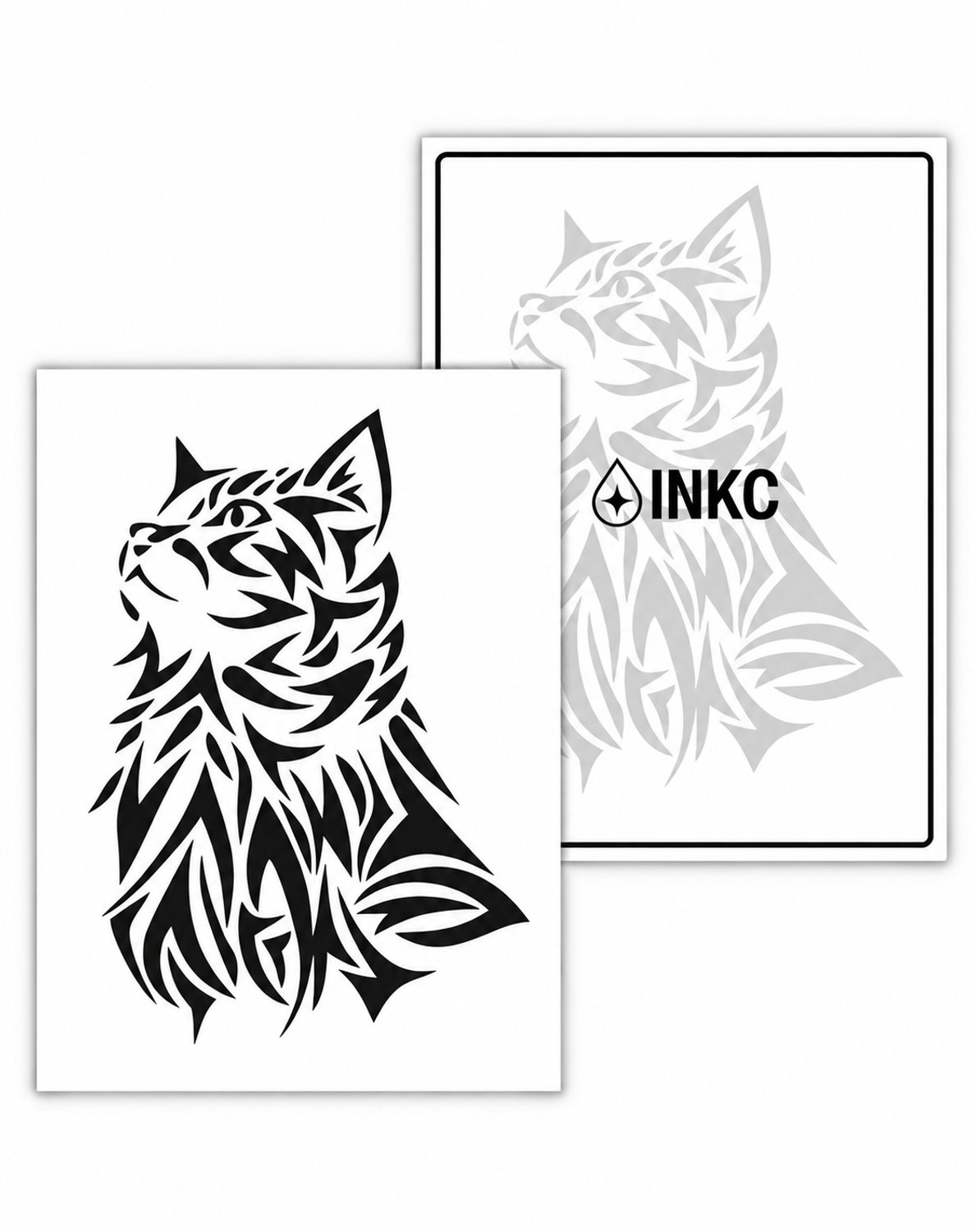 INKC - Tijdelijke Tattoo - Tribal Kat - Nep Tattoo - Plak Tattoos - Blijft tot 2 weken - 8 x 11cm