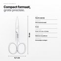 Roestvrijstalen precisieschaar van 9 cm bij 4,1 cm. Recht snijvlak. Ideaal voor manicure en pedicure.