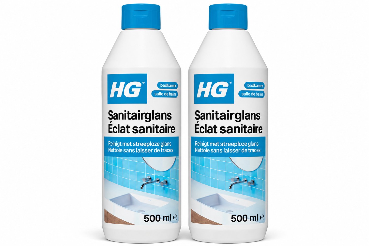 HG Sanitairglans 500 ml - Streeploze Reiniger voor Sanitair 2 x 500 ml